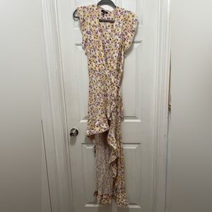 AFRM Floral Wrap Dress in Purple and Yellow